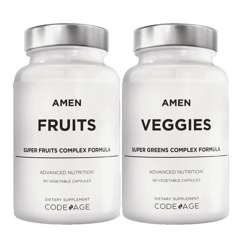 Amen Fruits + Veggies Vitamins Bundle, Raw Whole Fruits & Greens Vegetables Multivitamin,180 Ct