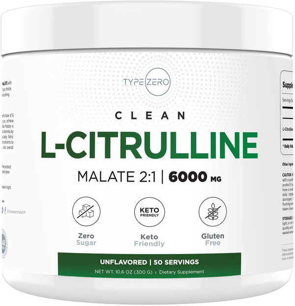 6X L-Citrulline Malate Powder 2:1 (6000mg | Unflavored) Ultra Clean L Citrulline Powder Nitric Oxide Booster Pre Workout - Nitrous Oxide Vasodilator Supplements for Men Blood Flow Strength and Endurance
