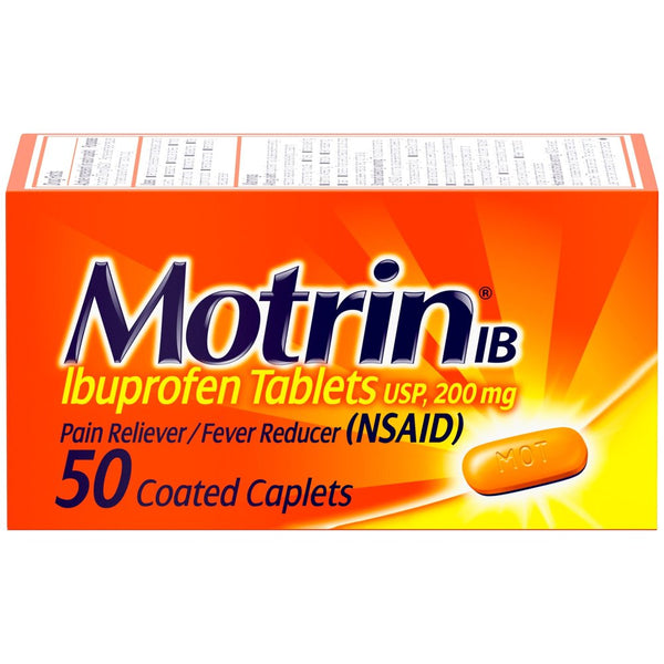 Motrin IB, Ibuprofen 200Mg Tablets for Pain & Fever Relief, 50 Ct