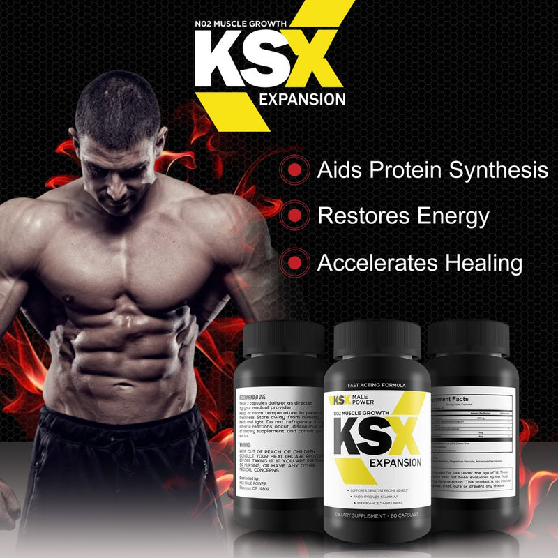 KSX Expansion - Muscle Expansion & N02 Muscle Growth Formula - Enhance Bloodflow - Preactivity/Preworkout Performance - Improve Nutrient Delivery - L-Arginine Supplement - Ksx Male Supplement