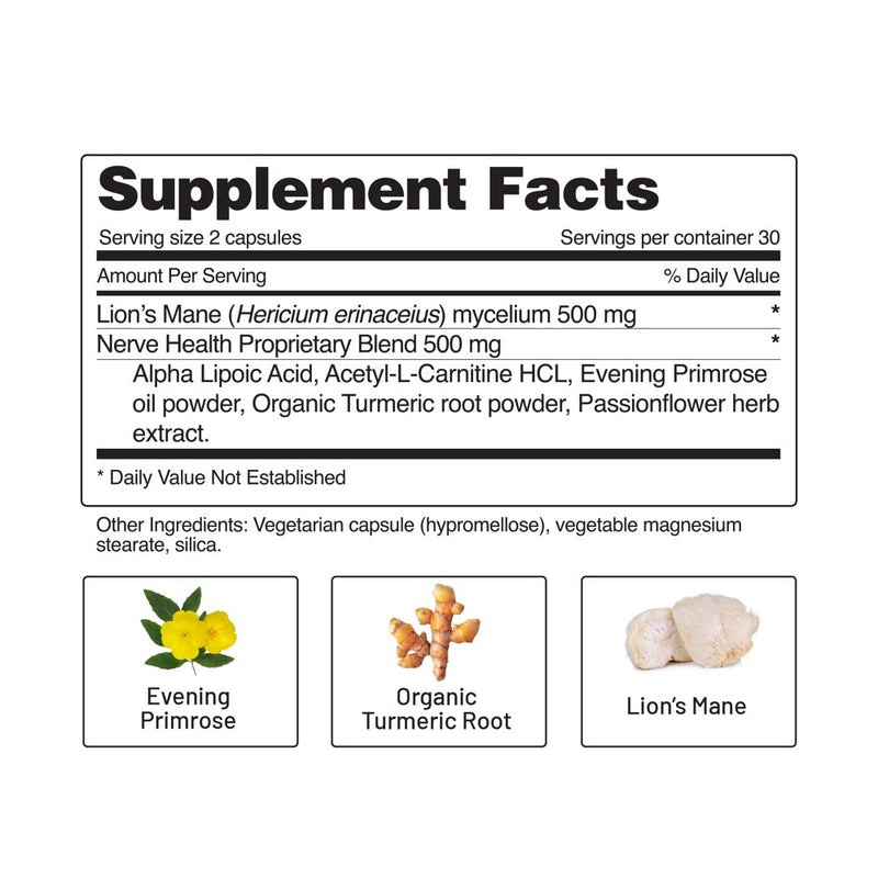Snap Supplements Nerve Health with Lion'S Mane, Neuro Transmitter Support Clarity, 60 Capsules