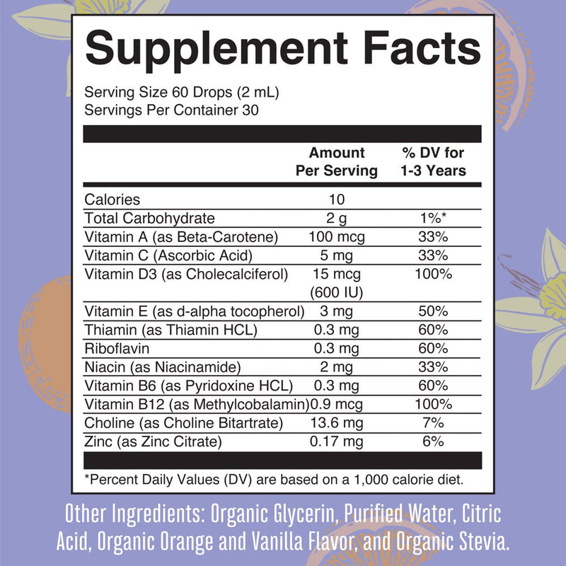 Maryruth'S USDA Organic Multivitamin Liquid Drops for Kids 1-3 | Iron-Free | Orange Vanilla Flavor | Vegan, Non-Gmo | 2 Fl Oz / 60 Ml