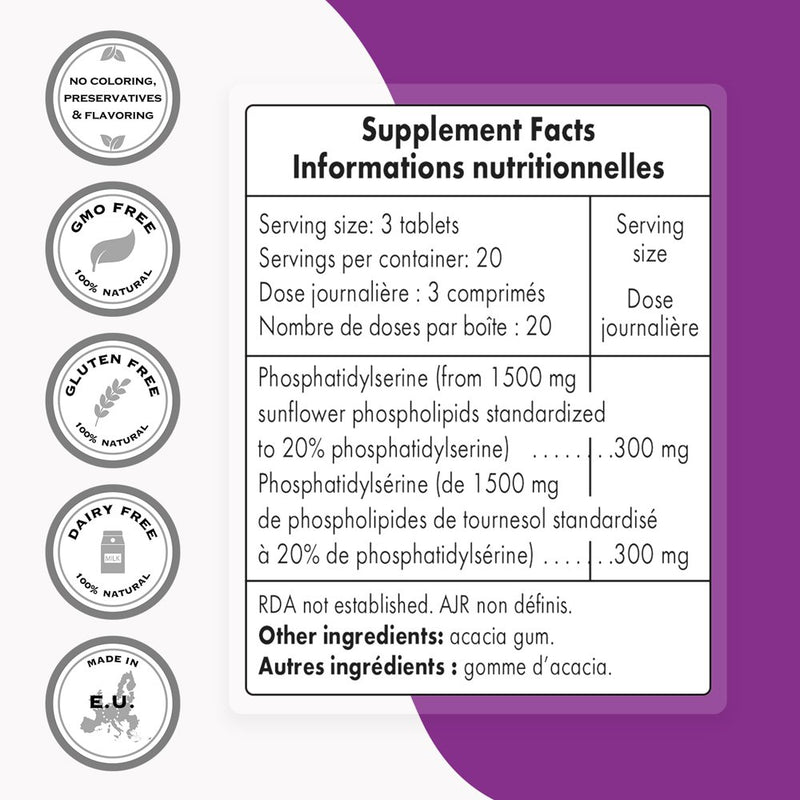 Supersmart - PS100 (Phosphatidylserine) 300 Mg per Day - Brain Supplement - Memory Pills & Nootropics | Non-Gmo & Gluten Free - 60 Tablets
