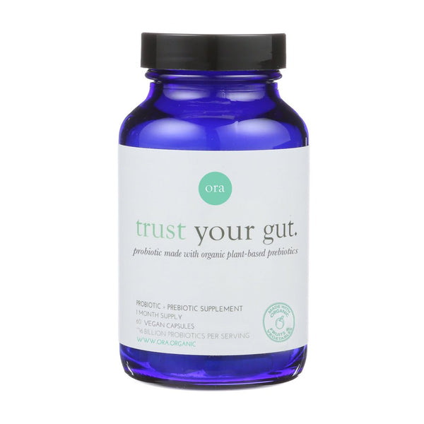 Ora Organic Trust Your Gut Probiotic with Prebiotics Vegan Capsules, 60 Ct