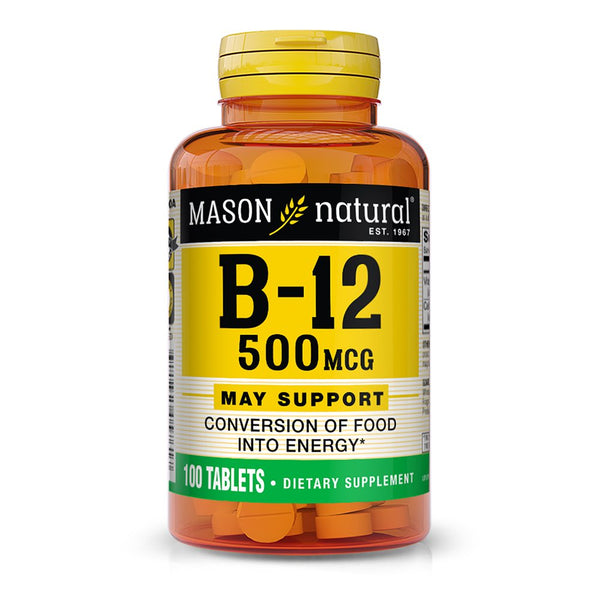 Mason Natural Vitamin B12 500 Mcg with Calcium - Healthy Conversion of Food into Energy, 100 Tablets