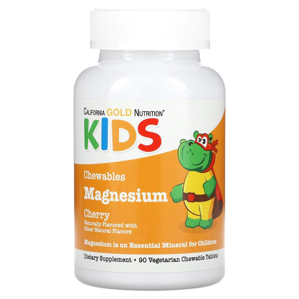 California Gold Nutrition Chewable Magnesium for Children, Cherry Flavor, 90 Vegetarian Tablets