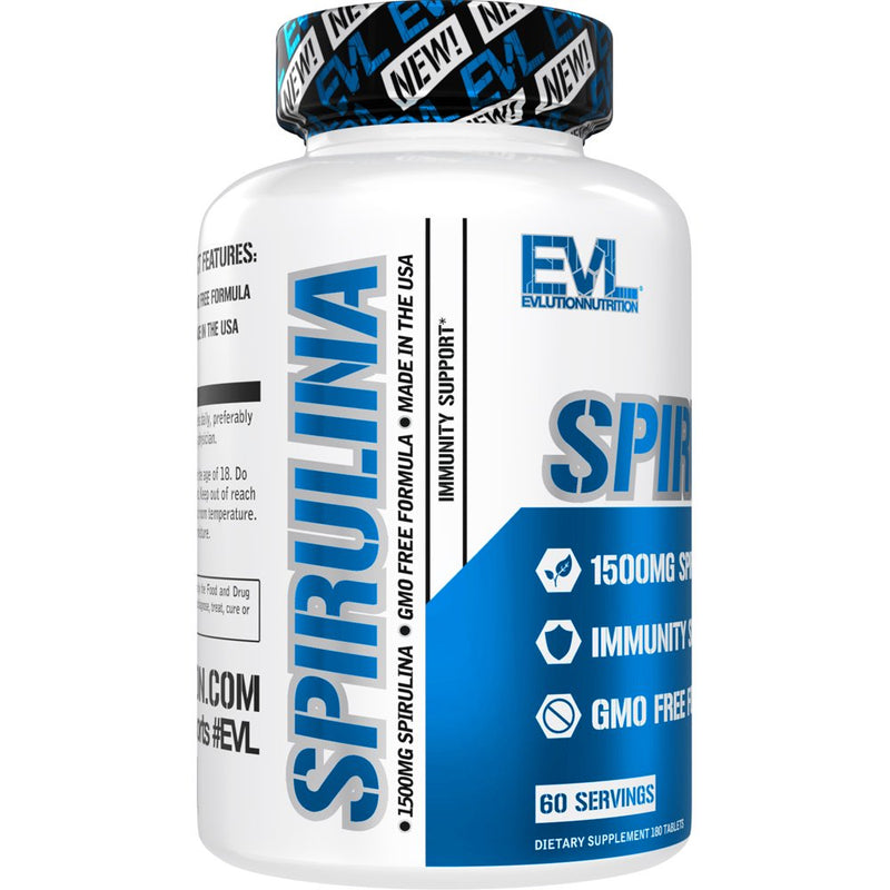 Spirulina Capsules 1500Mg - Evlution Nutrition Spirulina Tablets for Immunity Support - Energy Supplement for Men and Women - 60 Pills