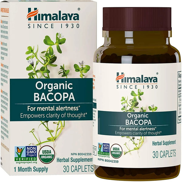 Himalaya Organic Bacopa, Nootropic, Brain Booster for Mental Sharpness, Focus & Memory, 30 Caplets