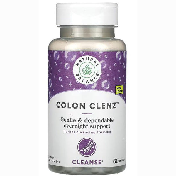 Natural Balance Colon Clenz, Herbal Colon Cleanse & Detox Supplement, Gentle & Dependable Overnight Formula 60Ct (60 CT)