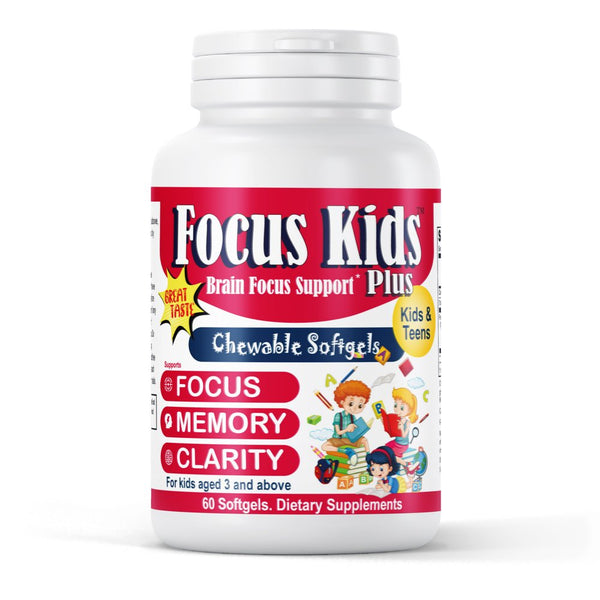 Brain Focus Vitamins for Kids, Kids Brain Booster Supplements, Focus Gummies, Omega 3 for Kids Attention & Focus, Memory & Concentration 60 Softgels