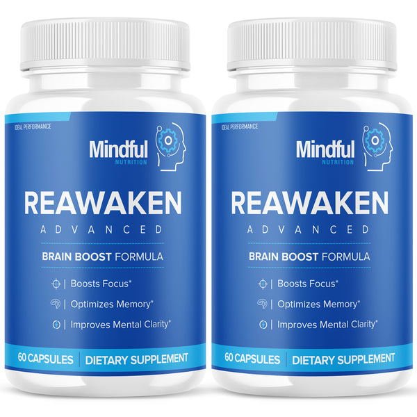 Reawaken Advanced Brain Boost Formula - Boost Focus, Optimize Memory, Improve Mental Clarity - Double Pack (60 Day Supply) 120 Capsules