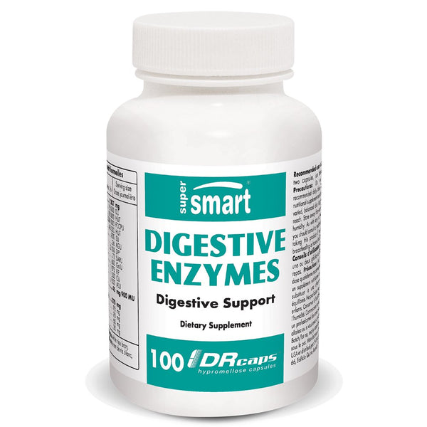 Supersmart - Digestive Enzymes - with Protease, Bromelain, Amylase - Bloating & Gas Relief Supplement - Digestive Health Pills | Non-Gmo & Gluten Free - 100 DR Capsules