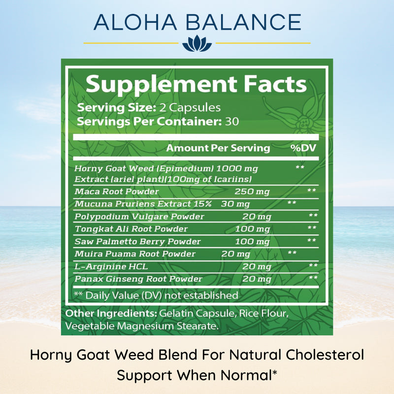 Horny Goat Weed Blend - Libido Support - Natural Suplement for Men & Women by Aloha Balance