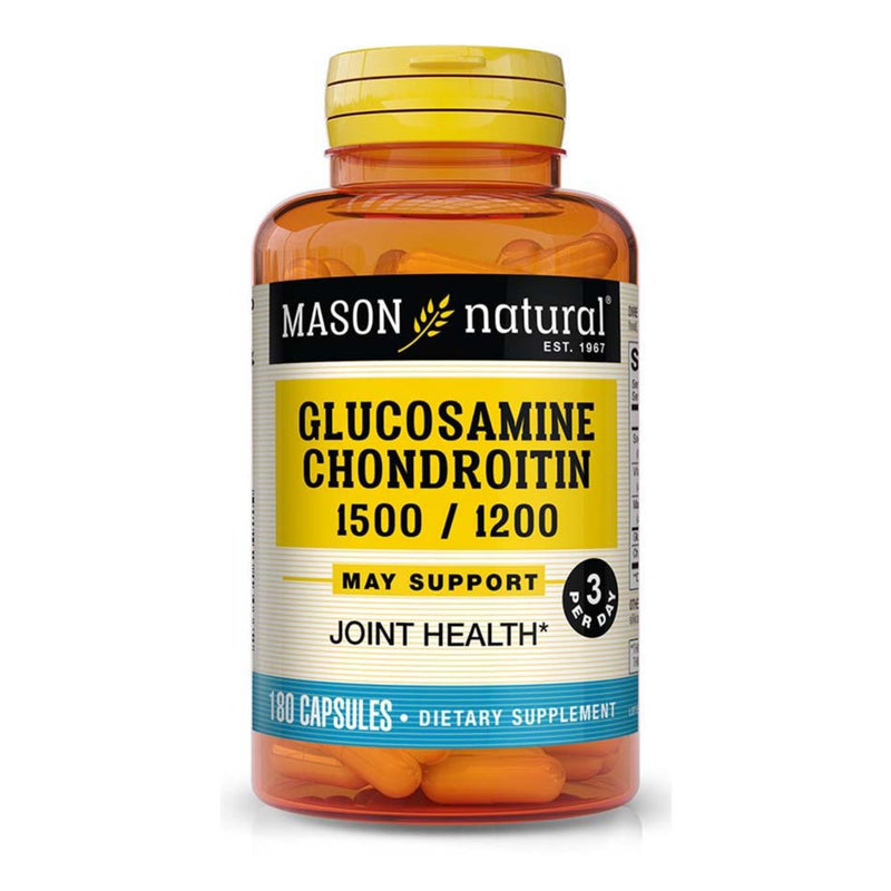 Mason Natural Glucosamine Chondroitin 1500/1200 3 per Day with Vitamin C - Supports Joint Health, Improved Flexibility and Mobility*, 180 Capsules