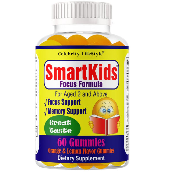 Smartkids Brain Booster Focus Gummies for Kids & Teens, Brain Supplement Gummy Vitamins for Kids Brain Focus Chewable DHA and EPA Omega 3 Vitamin Gummies, Kids Memory Vitamins (1 Bottle) 60 Gummies