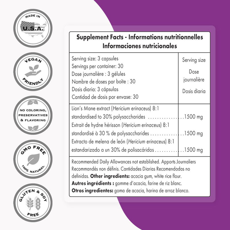 Supersmart - Lion'S Mane 1500 Mg per Day - Nootropic Mushroom Supplement - Brain Booster - Focus & Memory Pills | Non-Gmo & Gluten Free - 90 Vegetarian Capsules
