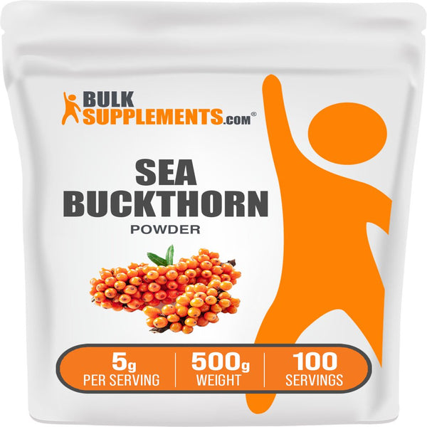Bulksupplements.Com Sea Buckthorn Powder - Superfood Powder - Radiant Beauty Hair Vitamins (500G - 100 Servings)