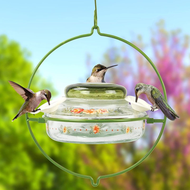 Nature'S Way Bird Products Decorative Glass Top-Fill Hummingbird Feeder, Gardenia Bouquet