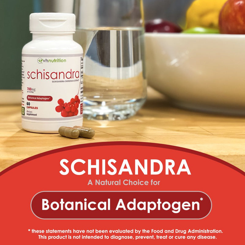 VH Nutrition Schisandra 700Mg Adrenal Support Supplement - Enhance Immune System, Stress Relief, Fertility, Digestive Health & More - 60 Capsules