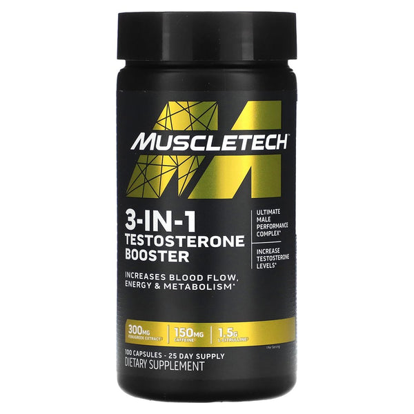 3-In-1 Testosterone Booster, 100 Capsules, Muscletech