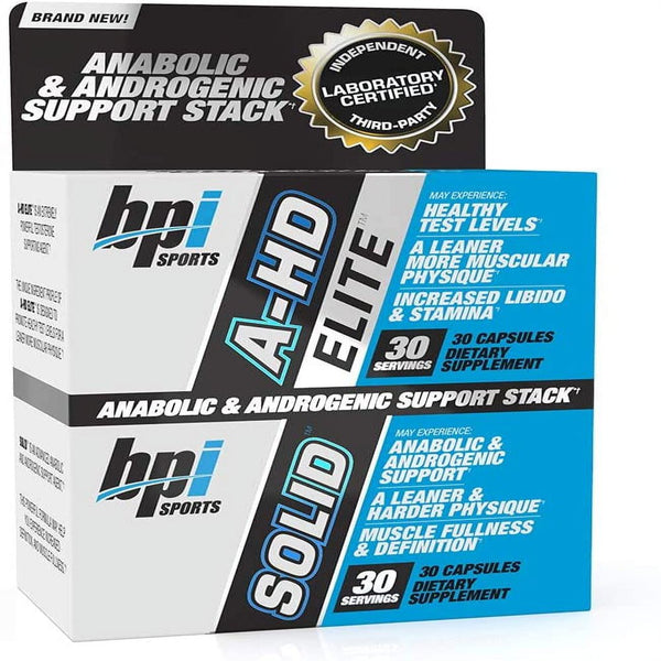 BPI Sports A-HD Elite/Solid Combo 500/550Mg Testosterone Booster Capsules, 30 Count