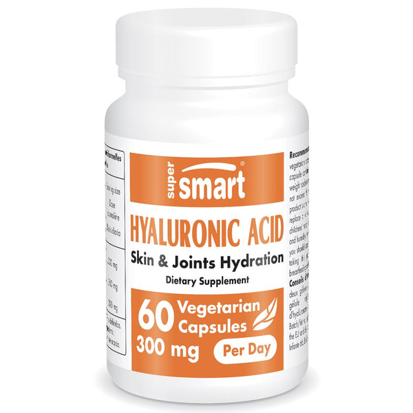 Supersmart - Hyaluronic Acid 300 Mg per Day - High Molecular Weight - 1.2M Daltons Sodium Hyaluronate - Joint & Skin Supplement | Non-Gmo & Gluten Free - 60 Vegetarian Capsules