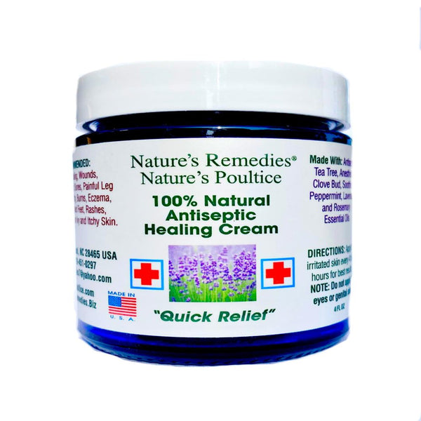 "100% Natural Antiseptic Healing Cream" Heals and Soothes Infected Skin, Bed Sores, Pressure Sores, Wounds, Painful Ulcers, Itching, Scrapes, Rashes, Cuts, Burns, Poison Ivy, Eczema, Psoriasis 4 Oz.