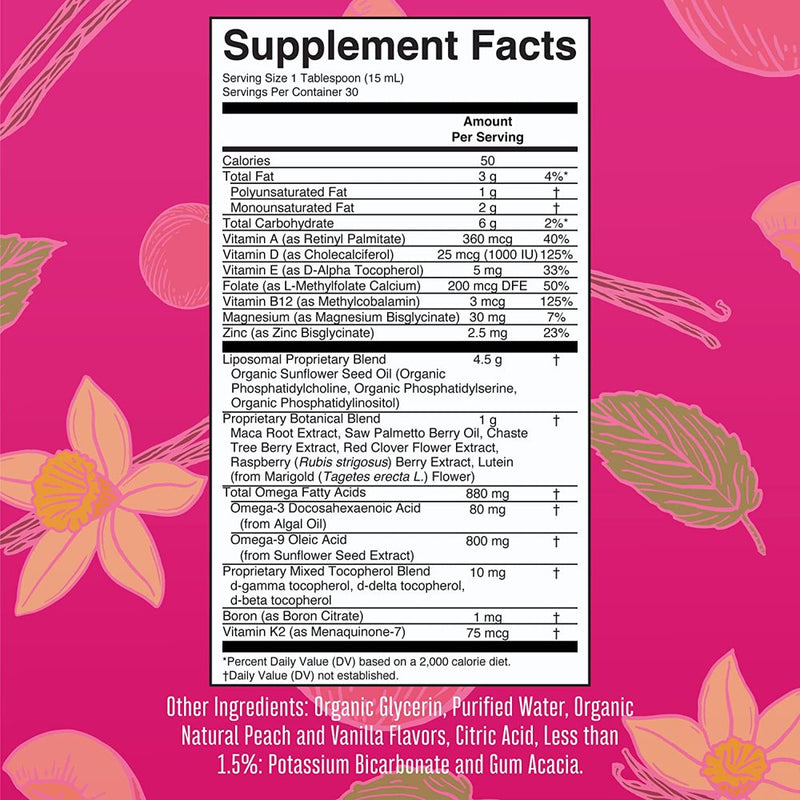 Maryruth'S | USDA Organic Women'S Multivitamin | Liquid Liposomal | Hormonal Support & Immune Support | Vanilla Peach | Sugar Free, Vegan | 15.22 Fl Oz