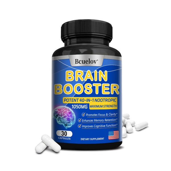 Brain Booster Supplements & Nootropics Memory Focus Mental Concentration Booster 30 Capsules