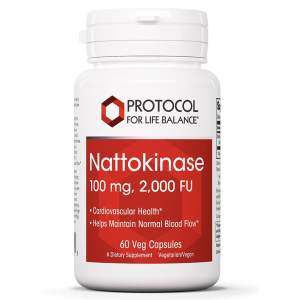 Protocol for Life Balance - Nattokinase 100 Mg - 2,000 Fibrinolytic Units of Enzyme Activity to Support Heart Health, Circulation, and Normal Blood Flow, Enhanced Formula Supplement - 60 Veg Capsules