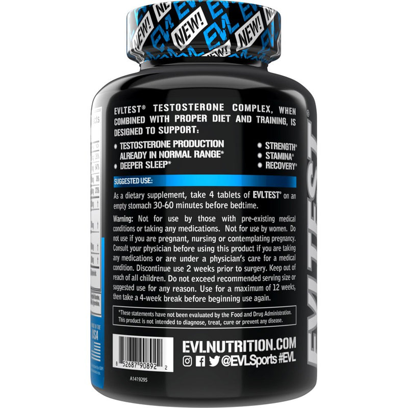 Evlution Nutrition Extra Strength Testosterone Booster for Men 120Ct Tablets Unflavored
