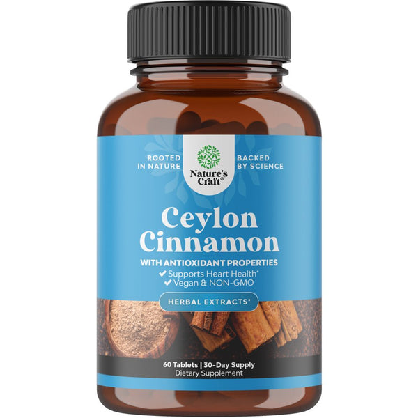 Nature’S Craft Ceylon Cinnamon Supplement 1000Mg per Serving - Organic Ceylon Cinnamon Powder Memory Supplement for Brain Support - 60Ct Tablets