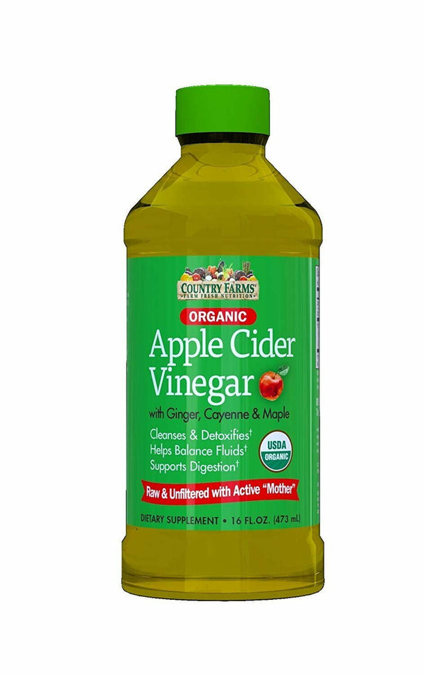 Country Farms Organic Apple Cider Vinegar W/ Cayenne & Maple, 16Oz, 4-Pack