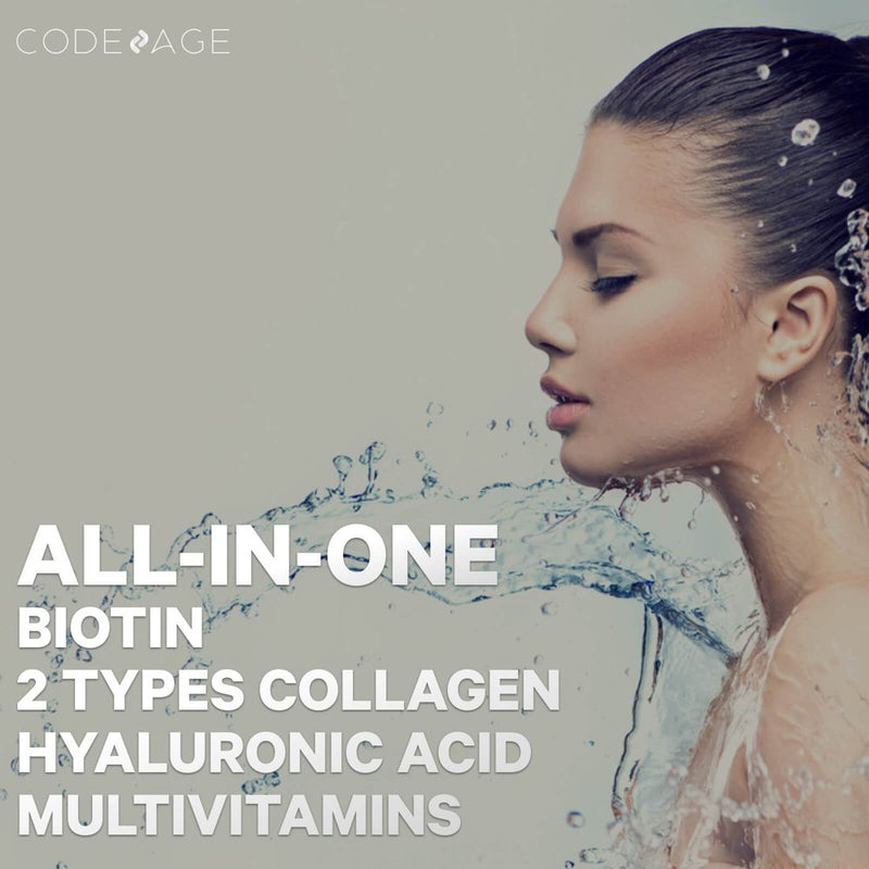 Codeage Biotin Marine Collagen Capsules, Wild-Caught Hydrolyzed Fish Collagen 1 & 3, Hyaluronic Acid, 120 Ct