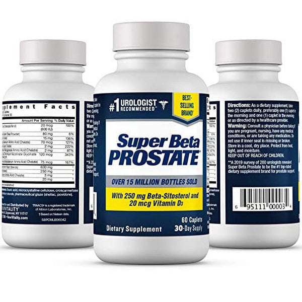 Super Beta Prostate – over 15 Million Bottles Sold – Urologist Recommended Prostate Supplement for Men - Reduce Bathroom Trips Night, Promote Sleep & Bladder Emptying, Beta Sitosterol (60Ct,
