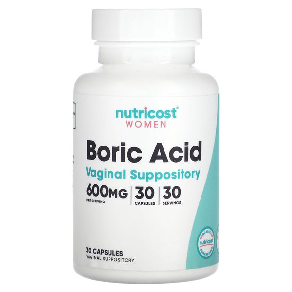 Nutricost Boric Acid 600Mg, 30 Capsules - Vaginal Suppository - Supplement