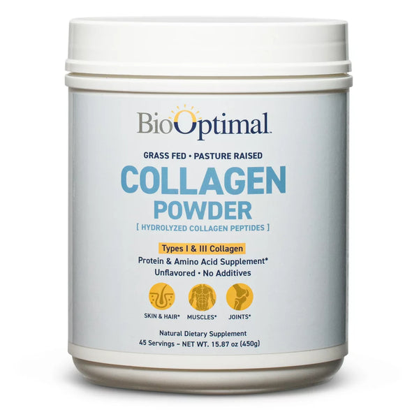 Biooptimal Collagen Powder, Collagen Peptides, Collagen Peptides Powder, Grass Fed & Pasture Raised (45 Day Supply)