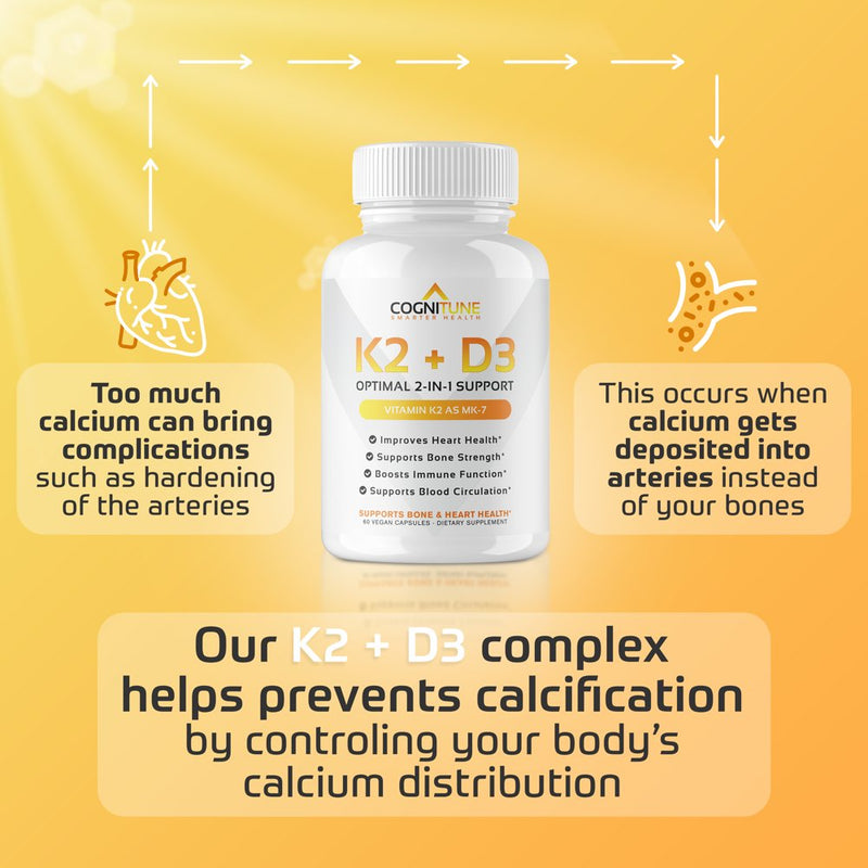 Vitamin D3 5000Iu+Vitamin K2 (MK7), K2+D3 Immune, Heart & Bone Health Supplement, 60-Day Supply