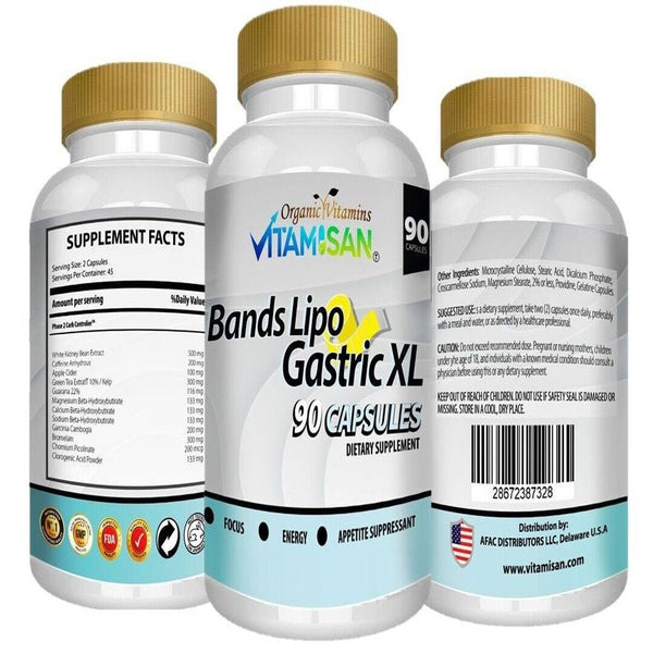 Bands Lipo Gastric XL Pills to Lose Weight Fast Appetite Suppressant Slimming Burn Fat 90 Capsules