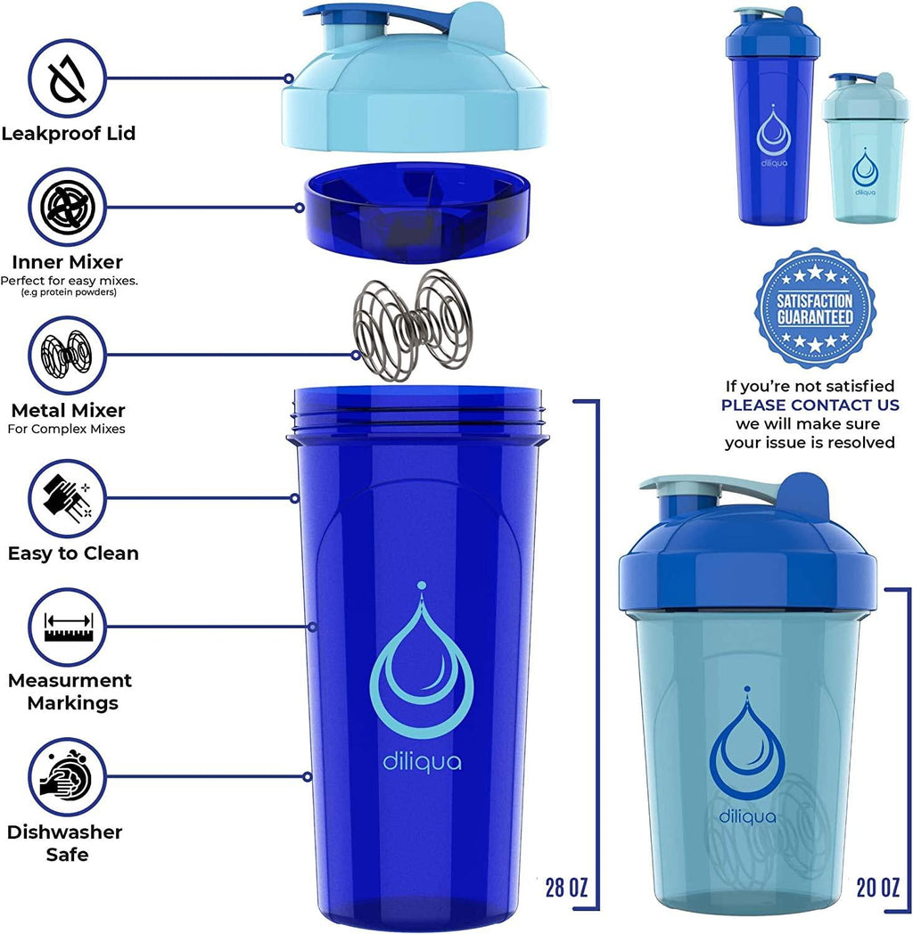 diliqua -10 PACK- small Shaker Bottles for Protein Mixes