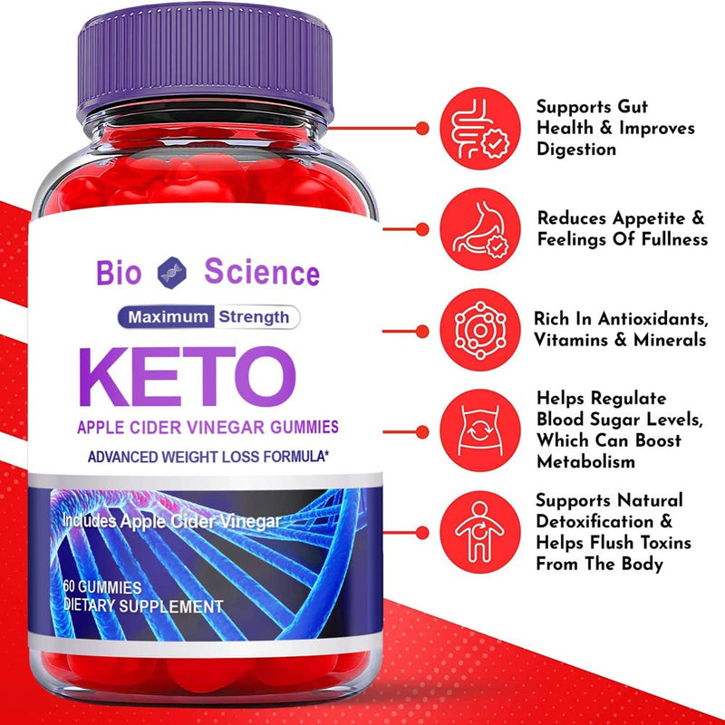 (1 Pack) Bioscience Keto ACV Gummies - Energy & Focus Boosting Dietary Supplements for Weight Management & Metabolism - Fat Burn - 60 Gummies