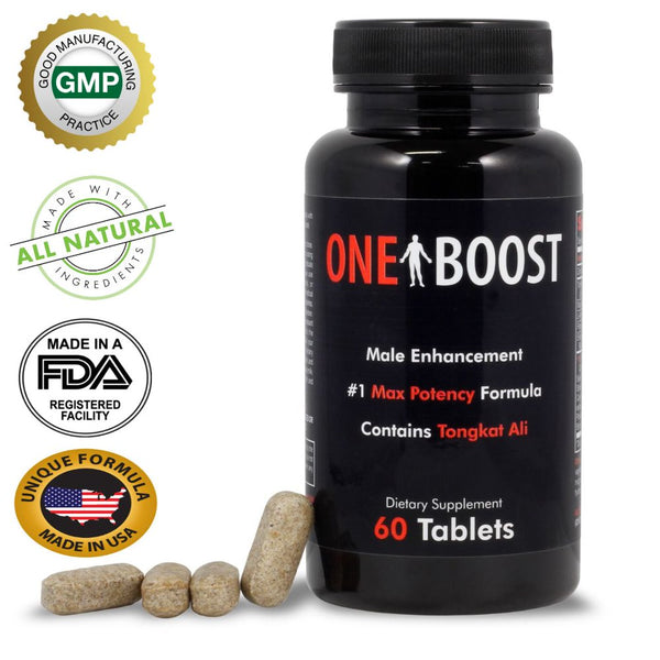 One Boost Testosterone Booster, Tongkat Ali - Premium - 60 Tabs (1 Bottle)