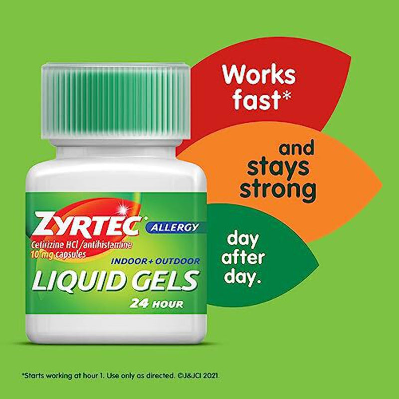 Zyrtec 24 Hour Allergy Relief Antihistamine Liquid Gels, 40Ct