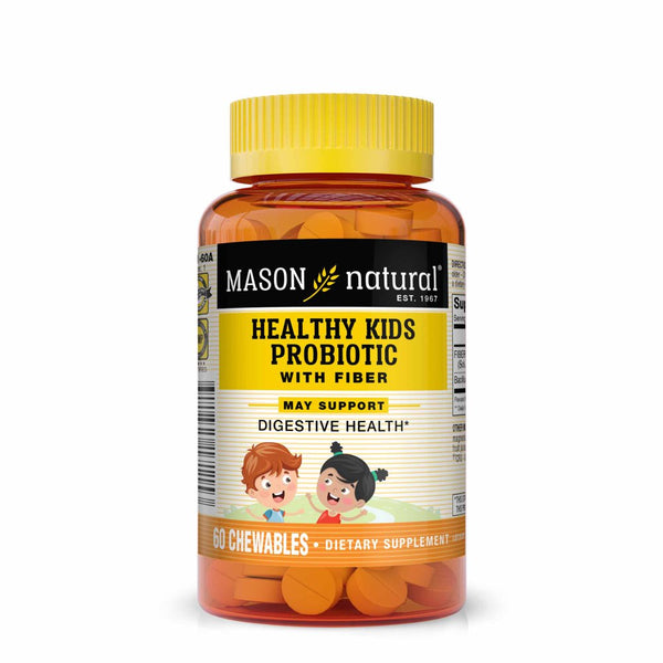 Mason Natural Healthy Kids Probiotic with Fiber - Healthy Digestive Function, Improved Gut Health, 60 Chewables