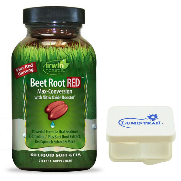 Irwin Naturals Beet Root RED with Nitric Oxide Booster - 60 Ct + LT Pill Case