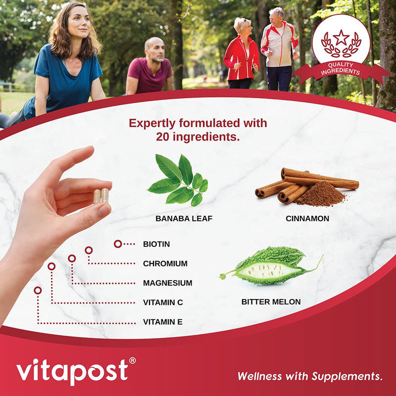 Vitapost Blood Sugar Support Supplement with Chromium and Bitter Melon - 60 Capsules