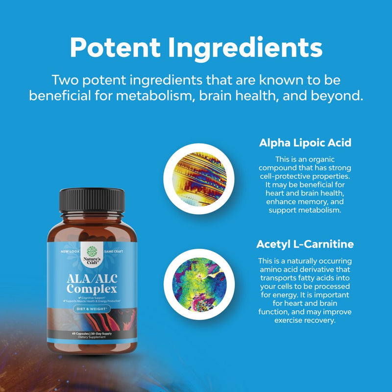 Acetyl L-Carnitine / Alpha Lipoic Acid - Nature'S Craft ALA / ALC Amino Acid Supplement 60Ct Capsules