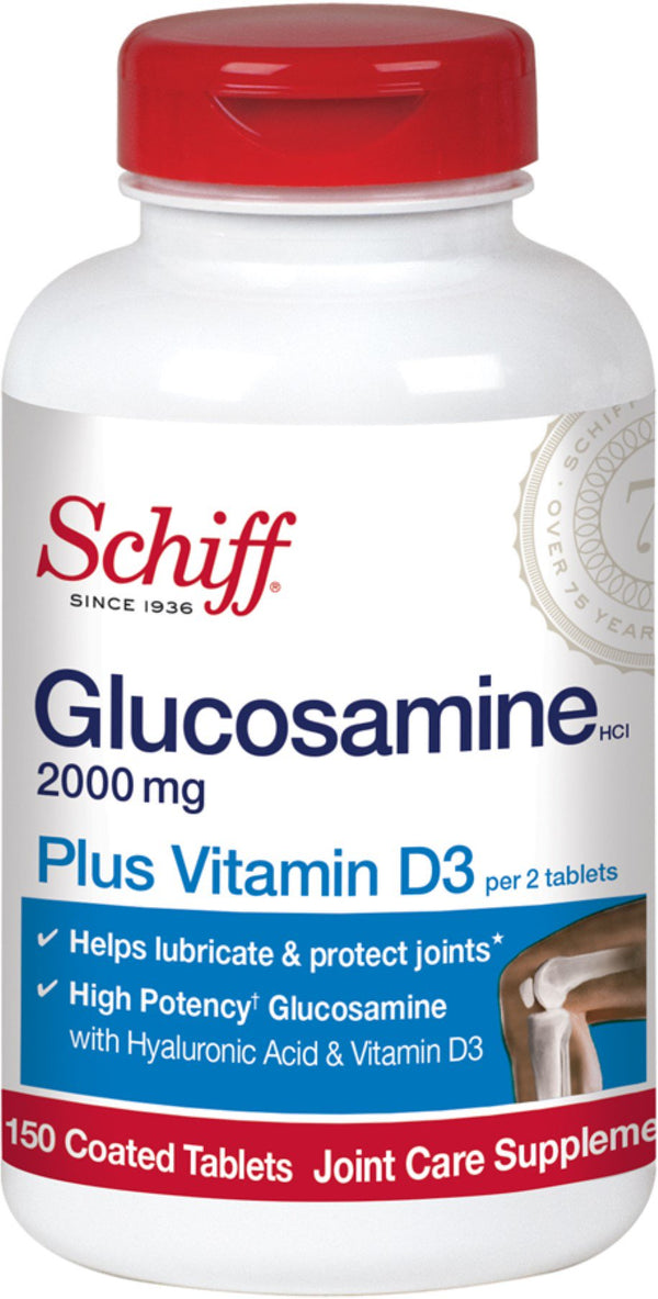 Schiff Glucosamine 2000Mg with Vitamin D3 and Hyaluronic Acid Joint Supplement, 150 Ct - (Pack of 2)