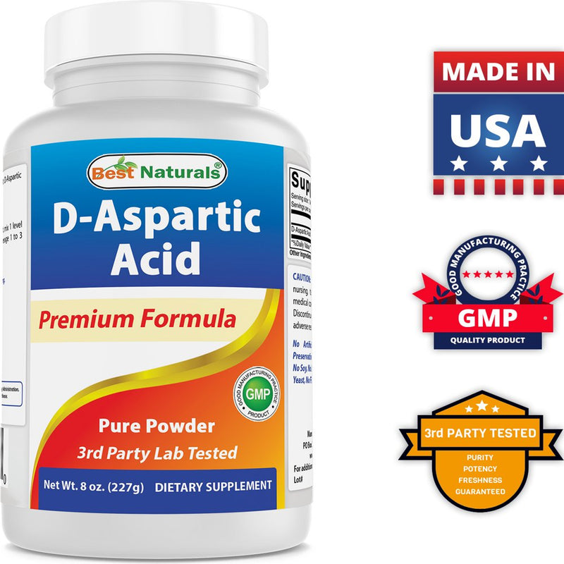 2 Pack Best Naturals D-Aspartic Acid Pure 8 Oz Powder | Testosterone Booster