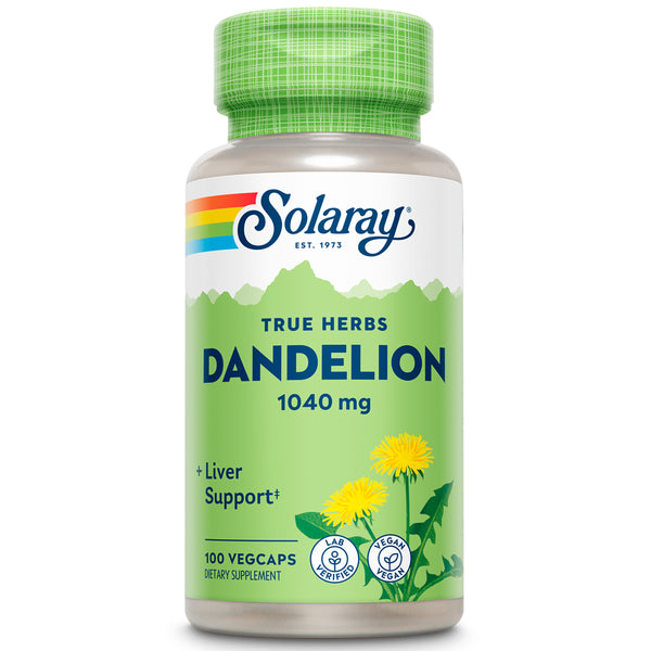 Solaray Dandelion Root 1040Mg | Healthy Liver, Kidney, Digestion & Water Balance Support | Whole Root | Non-Gmo, Vegan & Lab Verified | 100 Vegcaps
